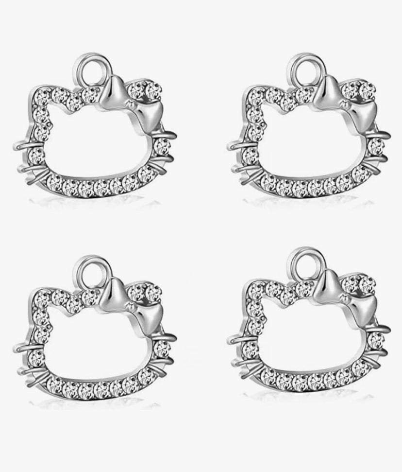 4pcs silver kitty charms - Thatshilare